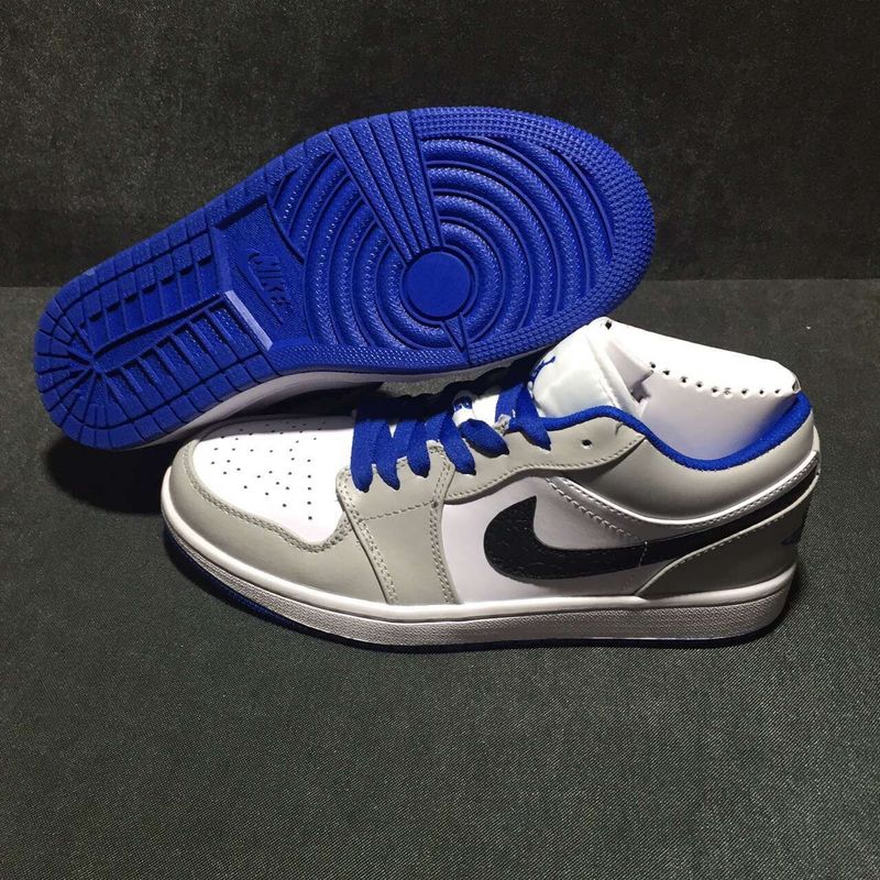 2016 Jordan 1 Low White Grey Royal Blue Black